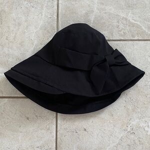 Boutique NWT Black Sun Hat Bow Detail